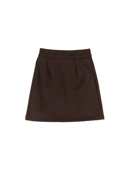 timeless-wool-a-line-mini-skirt-cn526 / Brown