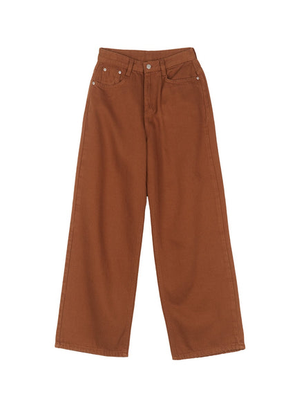 essential-cotton-wide-leg-pants-cy526 / Brown