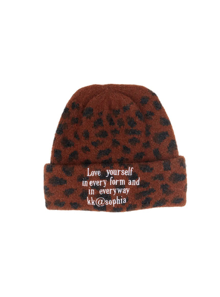 graphic-print-beanie-cj527 / Brown