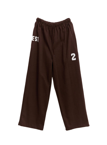 cozy-embroidered-wide-leg-sweatpants-cf506 / Brown