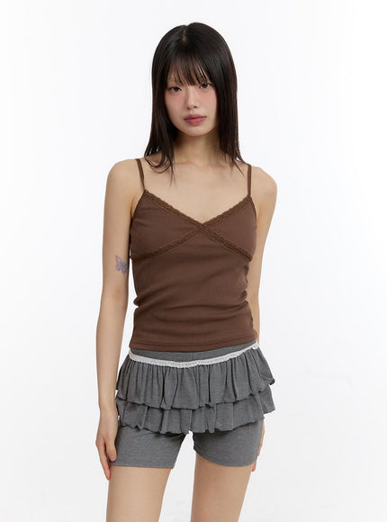 elegant-lace-cami-top-ca509 / Brown