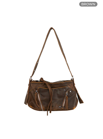 stylish-buckled-faux-leather-bag-cs406 / Brown