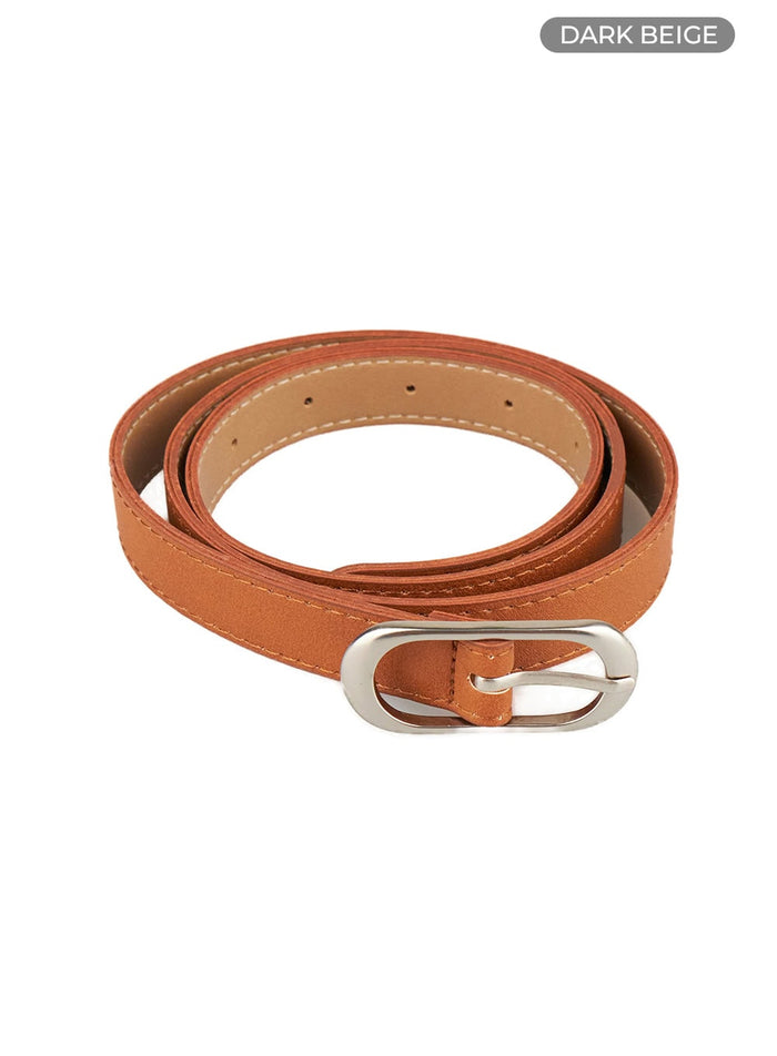 oval-buckle-belt-ou411 / Dark beige
