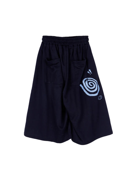 graphic-print-sweat-shorts-ca524 / Dark blue