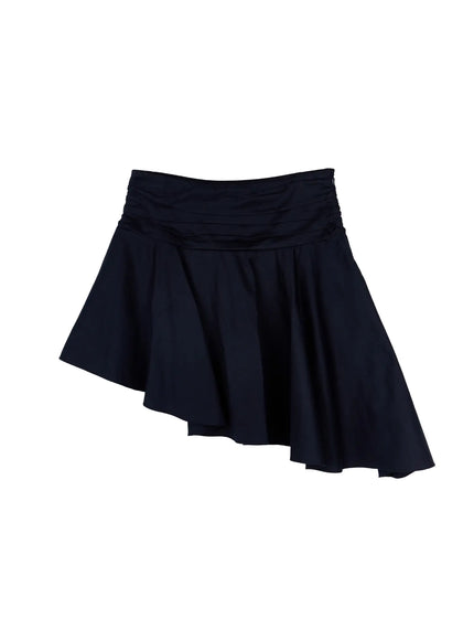 asymmetrical-flare-midi-skirt-ca524 / Dark blue