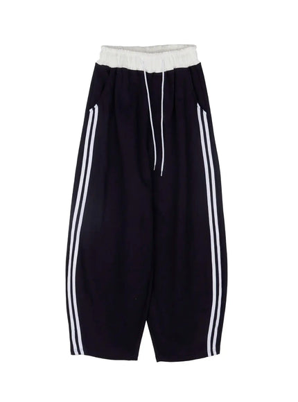 layered-two-tone-sweatpants-cf506-1 / Dark blue