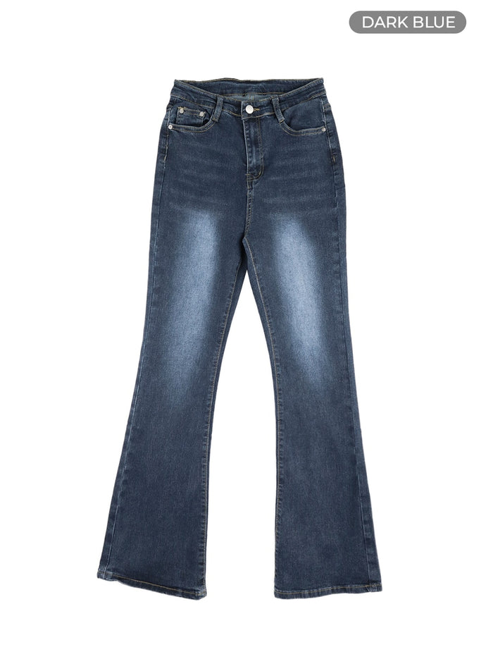 solid-flared-jeans-om411 / Dark blue