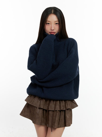 cozy-knit-half-zip-sweater-cn412 / Dark blue