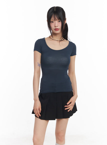 essential-slim-fit-crop-tee-cy514 / Dark blue