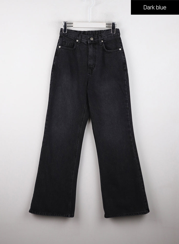casual-denim-solid-straight-leg-jeans-od326 / Dark blue