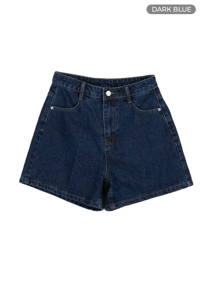 basic-denim-light-washed-shorts-ou411 / Dark blue