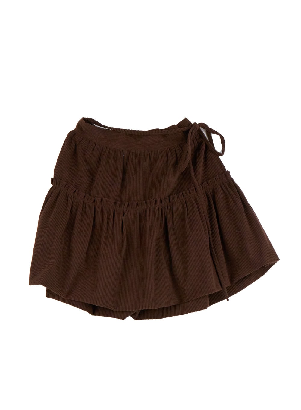 string-tie-solid-mini-skirt-od418 / Dark brown