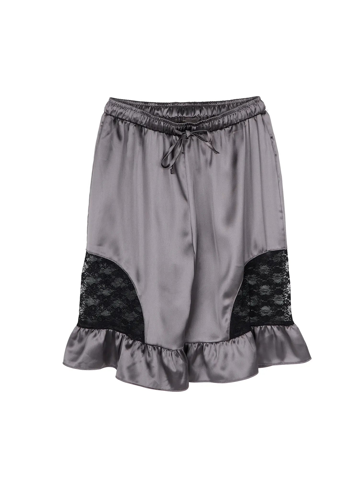 satin-ruffle-lace-shorts-cy512 / Dark gray
