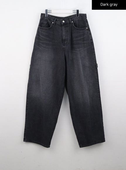 washed-cotton-wide-leg-jeans-co323 / Dark gray