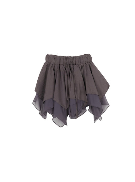 ruffle-flare-mini-handkerchief-skirt-ca522 / Dark gray