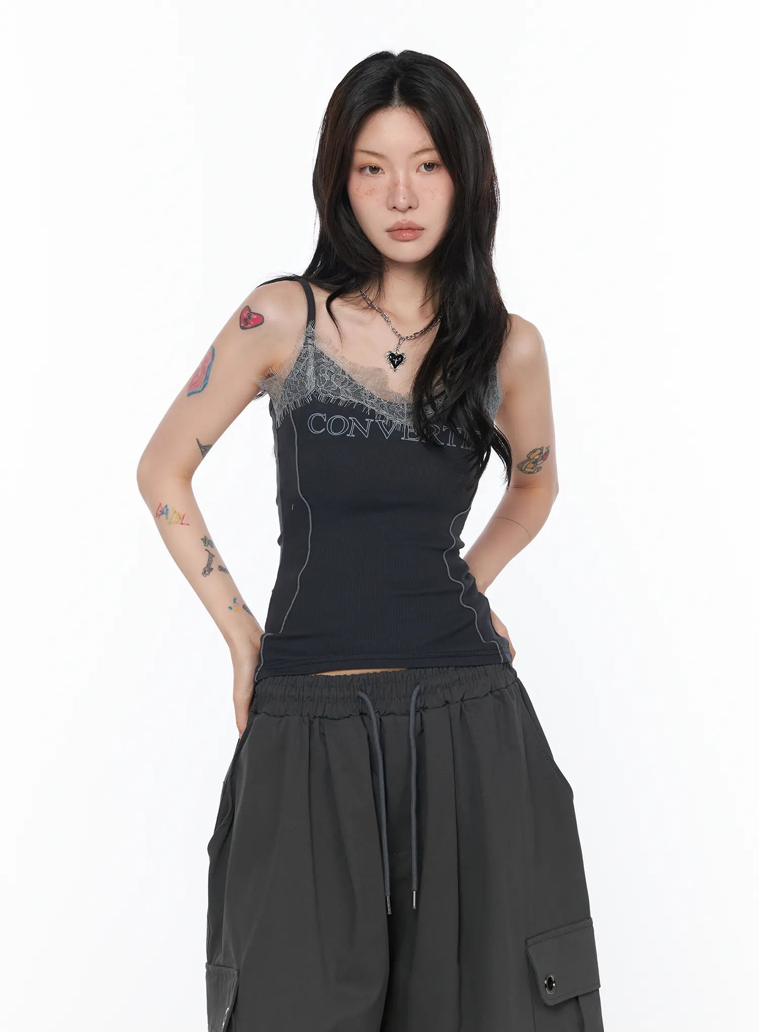 lace-detail-cami-top-ca524 / Dark gray