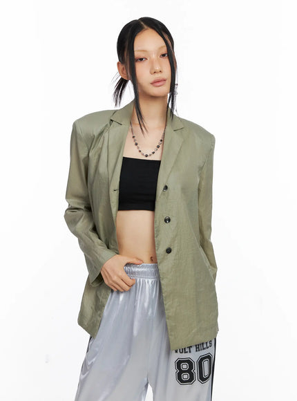 black-nylon-slim-fit-jacket-cs511 / Dark green