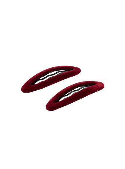 simple-suede-hair-clip-set-cn517 / Dark red