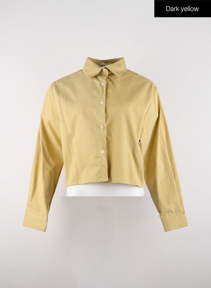buttoned-crop-shirt-od321 / Dark yellow