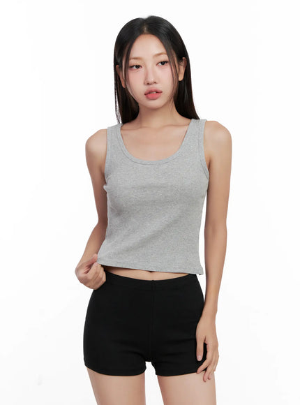 essential-ribbed-crop-tank-cl521 / Gray
