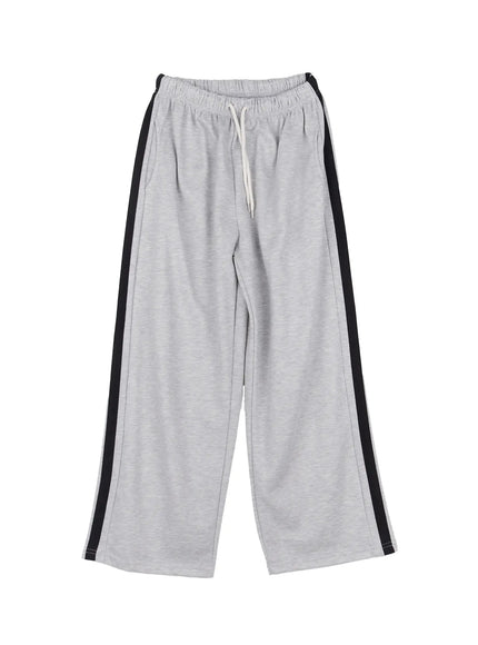striped-wide-leg-sweatpants-cs501 / Gray