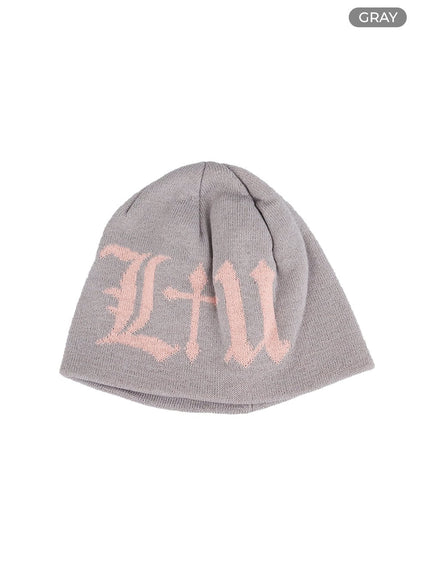 mens-lettering-beanie-co408 / Gray