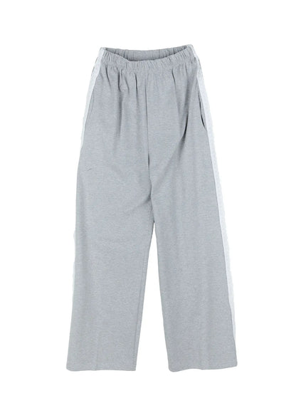 lace-trim-wide-leg-sweatpants-cg511 / Gray