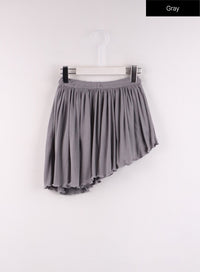asymmetrical-frill-mini-skirt-cf405 / Gray