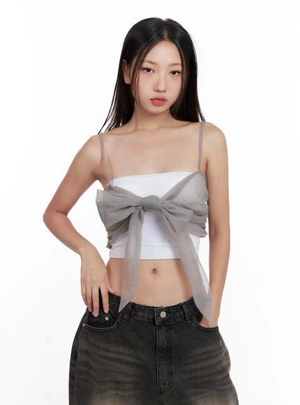 ribbon-frill-top-cl521 / Gray