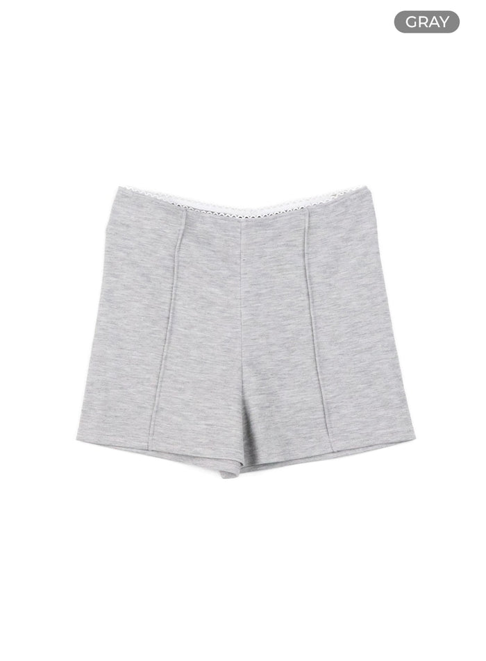lace-trim-shorts-cm421 / Gray