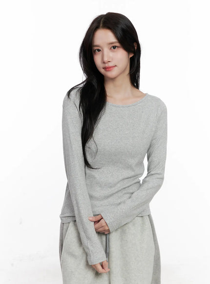 basic-long-sleeve-top-co522 / Gray