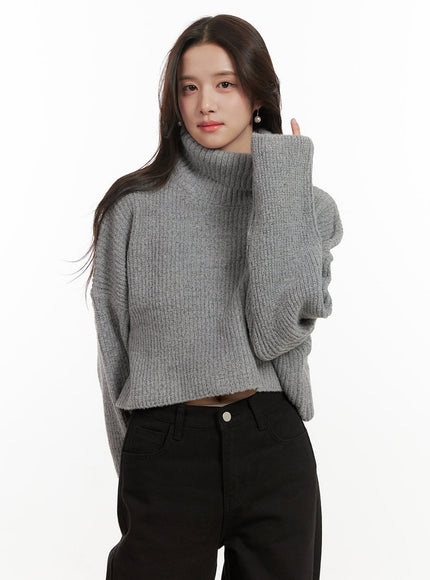 cozy-chic-crop-turtle-neck-sweater-on429 / Gray