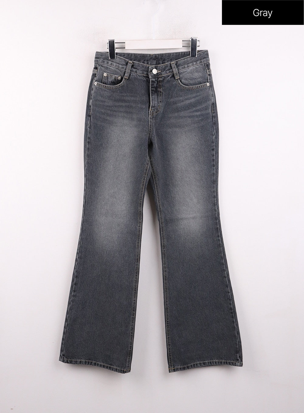 low-waist-cargo-flare-jeans-cj423 / Gray