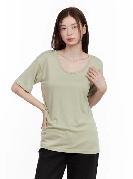 essential-scoop-neck-top / Green