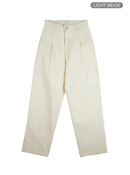 pintuck-boyfriend-fit-pants-ou418 / Light beige