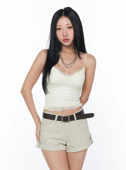 lace-trimmed-cami-cy512 / Light beige