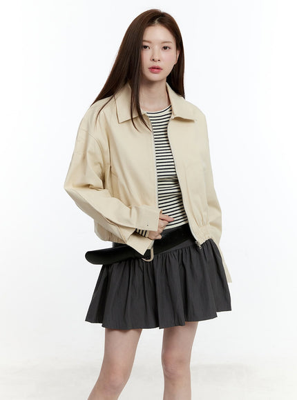 Zip-Up Collared Cropped Jacket CM521