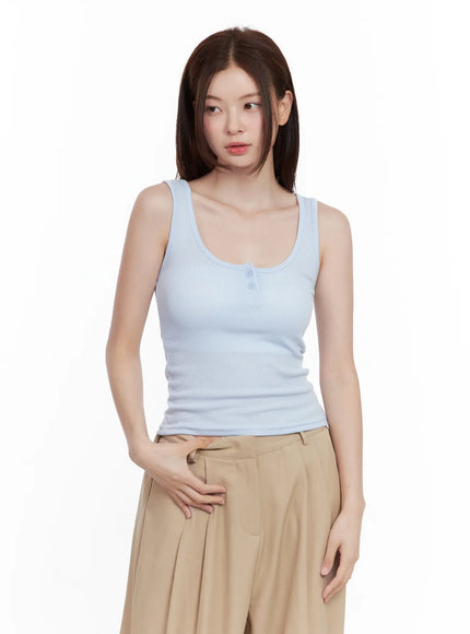 casual-button-tank / Light blue