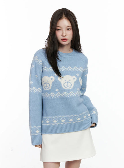 oversized-knit-sweater-co506 / Light blue