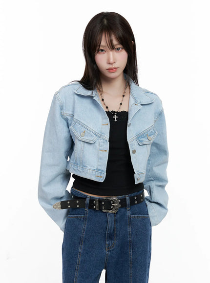 cropped-denim-jacket-co521 / Light blue