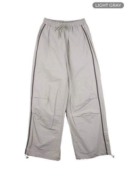 nylon-banded-string-wide-leg-pants-co410 / Light gray