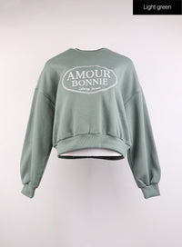crew-neck-lettering-sweatshirt-oj424 / Light green