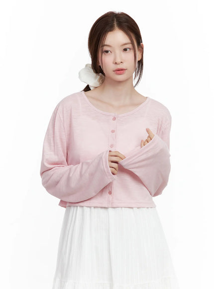 everyday-buttoned-long-sleeve-cardigan / Light pink