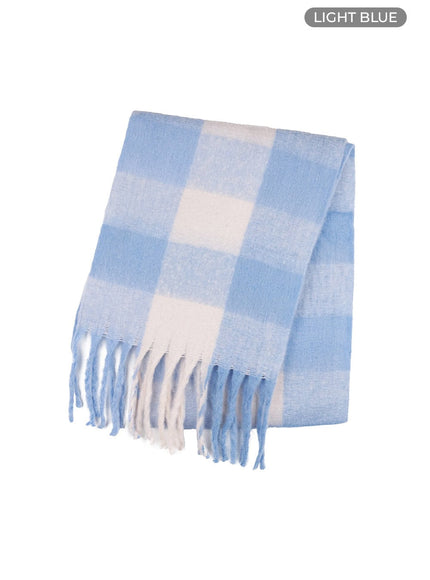 Checkered Wool-Blend Scarf OO429