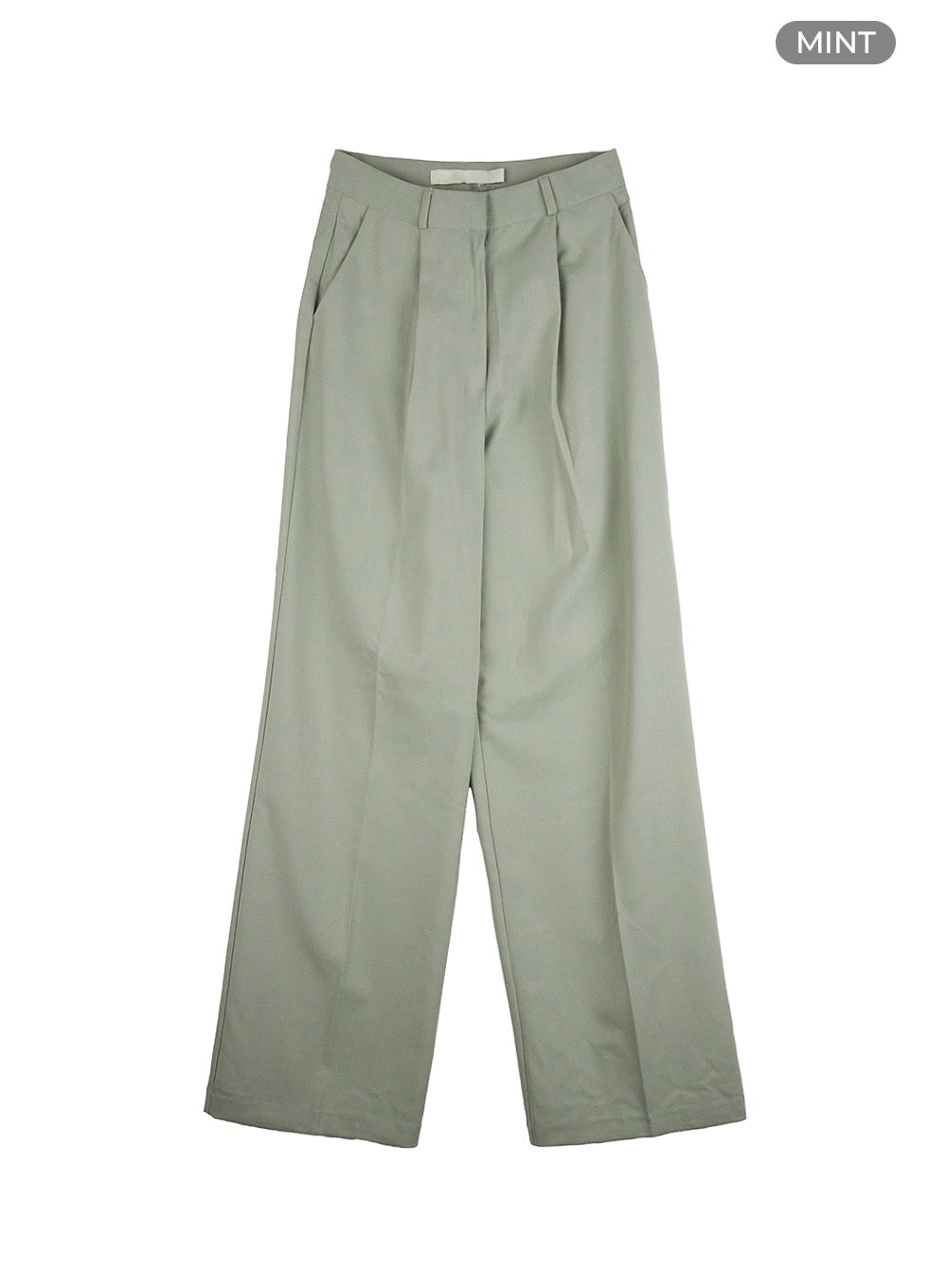 solid-wide-fit-pintuck-tailored-pants-ou419 / Mint