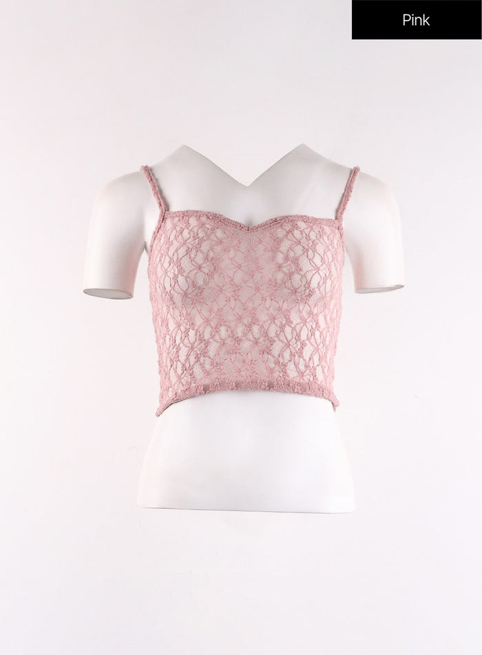 floral-lace-crop-cami-top-cf405 / Pink