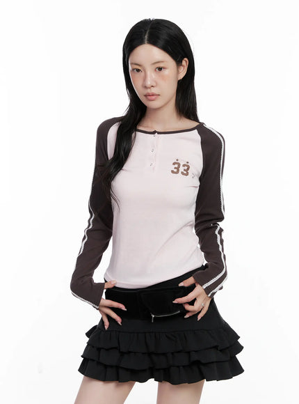 Two-Tone Lace Detail Top CS529