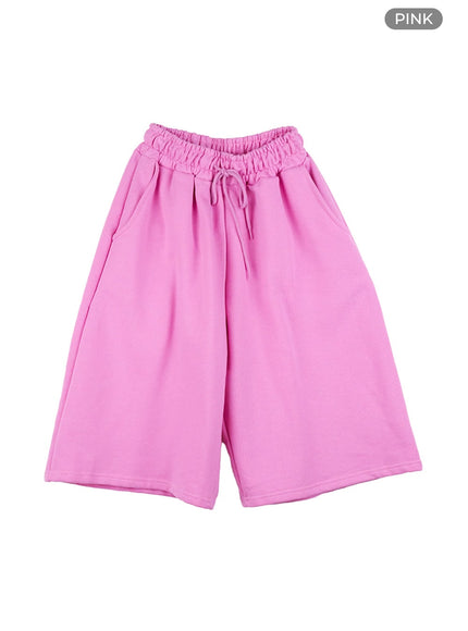 solid-sweatpant-shorts-cg402 / Pink