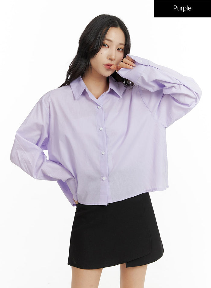basic-crop-collar-shirt-cf415 / Purple