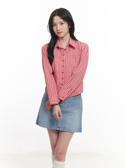 Picnic Checkered Crop Collared Shirt CA511